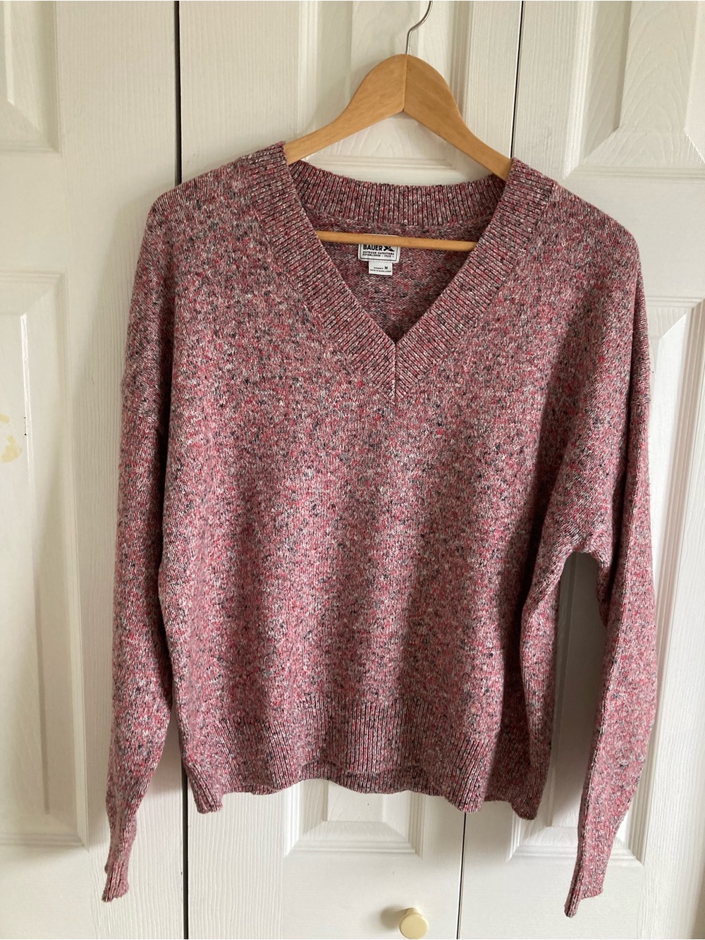Eddie Bauer Cotton V Neck Sweater Pink/Grey Marl Size M